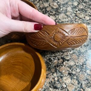 3 Vintage Carved Wooden Bowls